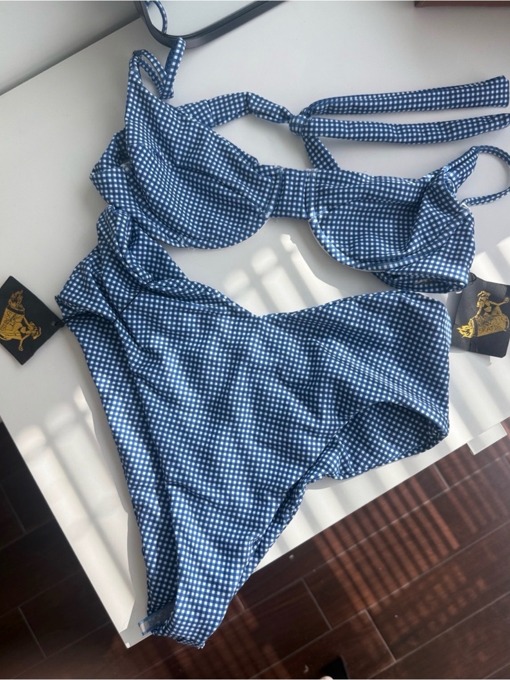 Skatie Blue Gingham Underwire Bikini